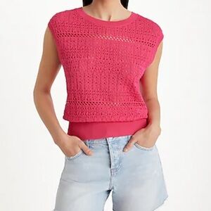Express Pink Sleeveless Crochet Top